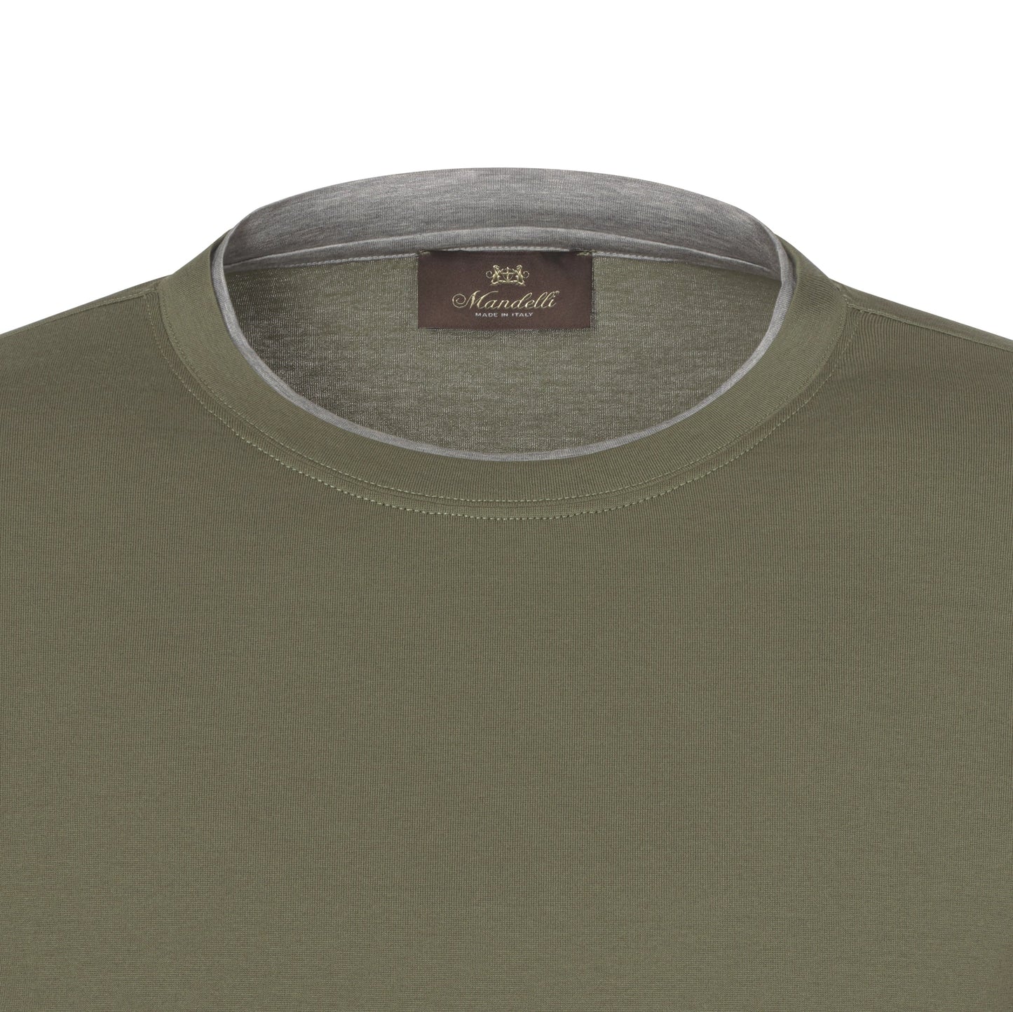Mandelli Cotton T - Shirt in Green with a Grey Stripe - SARTALE