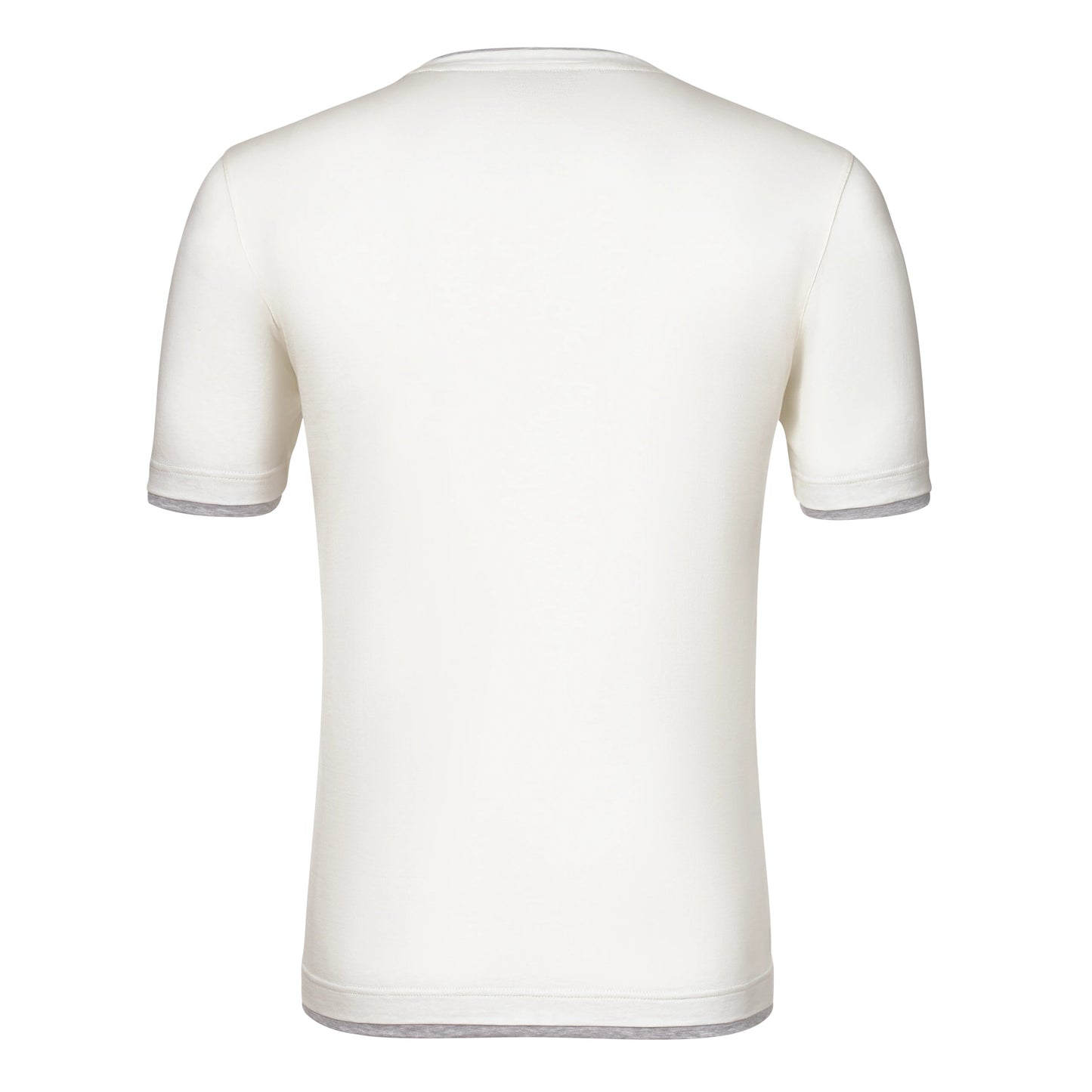 Mandelli Cotton T - Shirt in Off White with a Grey Stripe - SARTALE