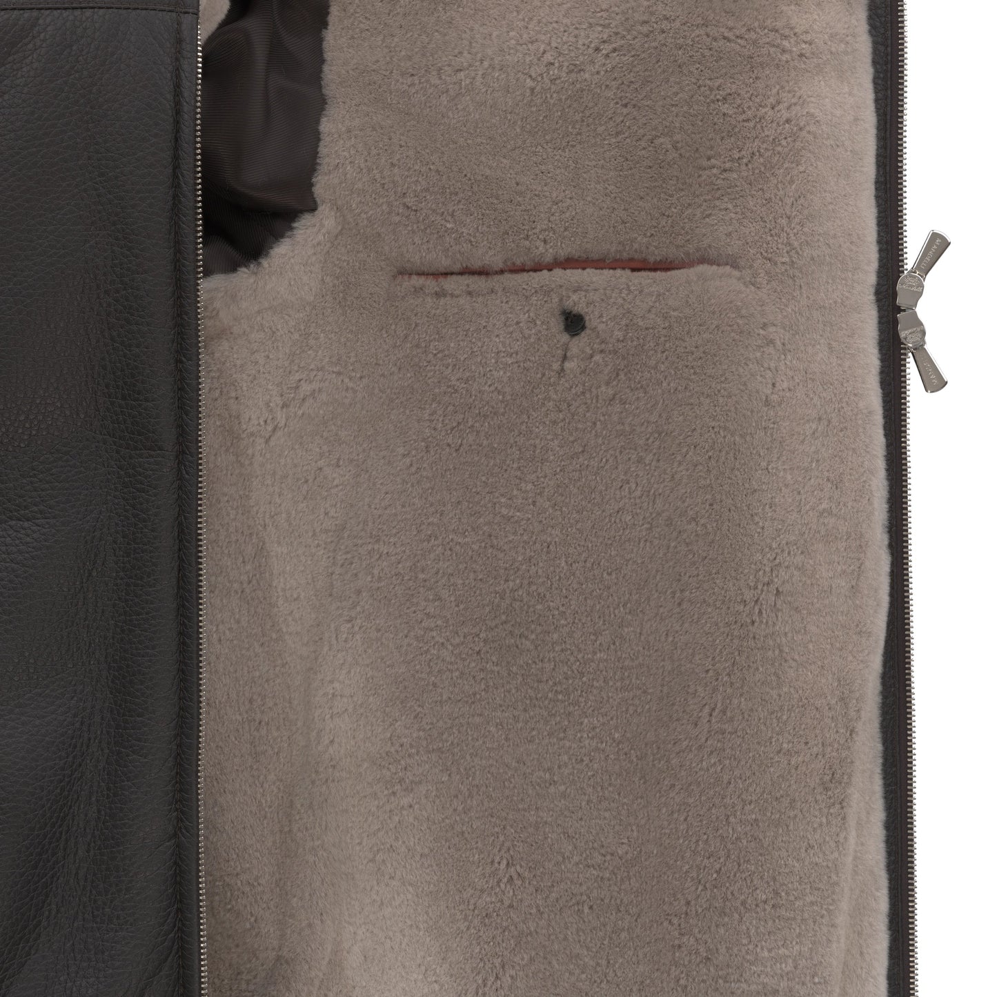 Mandelli Leather Fur Blouson in Granite Brown - SARTALE