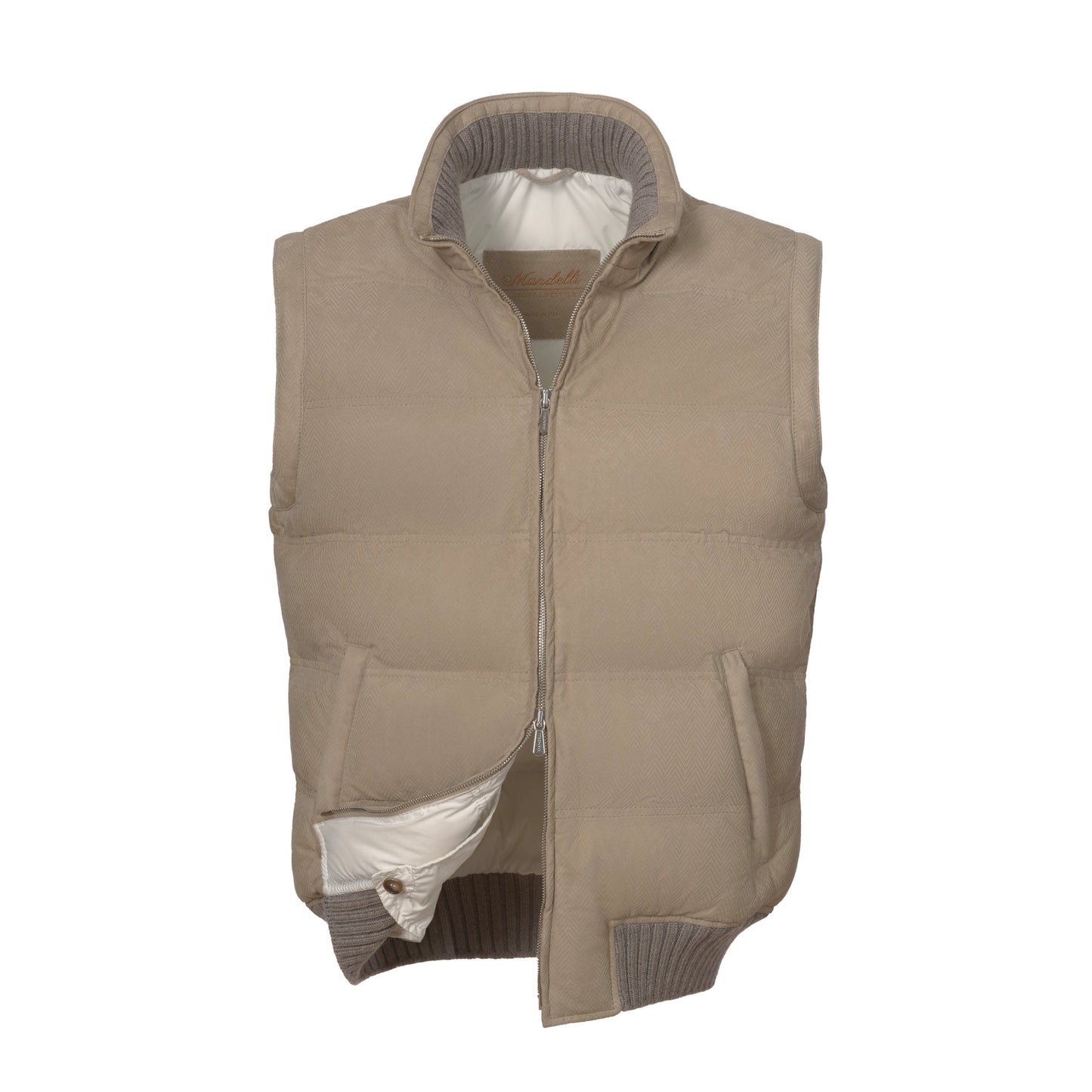 Mandelli Zig - Zag Dotted Leather Vest in Beige - SARTALE