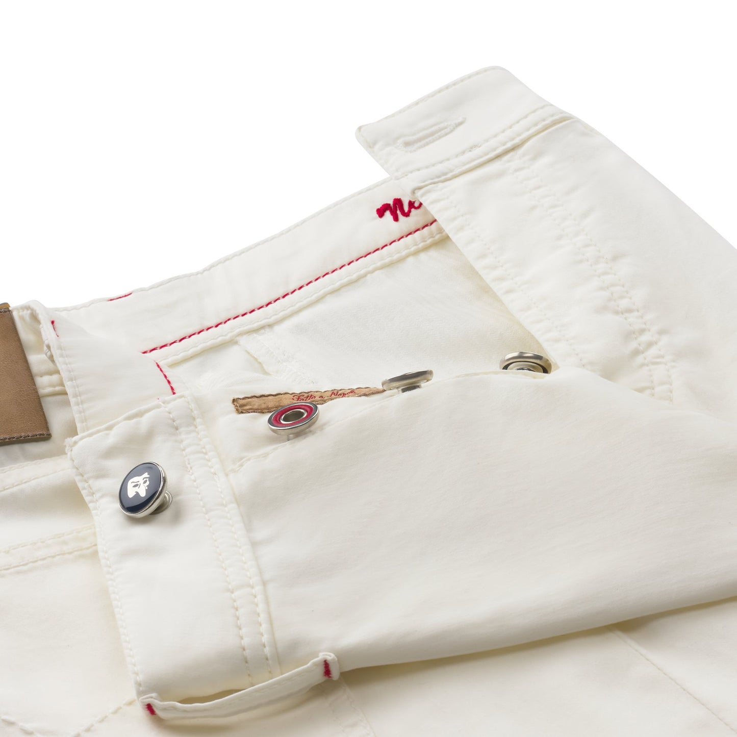 Marco Pescarolo Slim - Fit Cotton and Silk - Blend 5 Pocket Trousers in White - SARTALE
