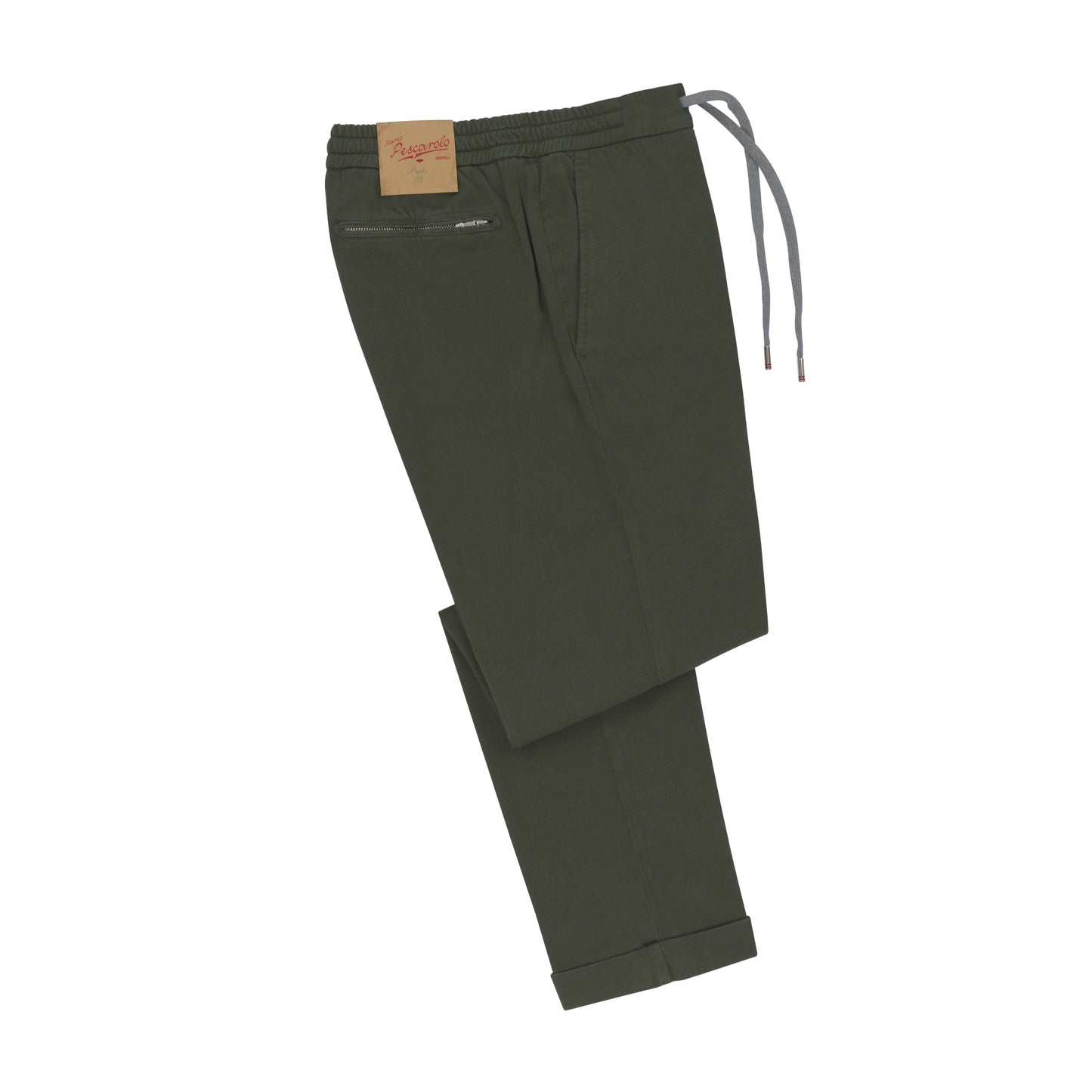 Marco Pescarolo Slim - Fit Cotton - Blend Trousers in Seaweed Green - SARTALE