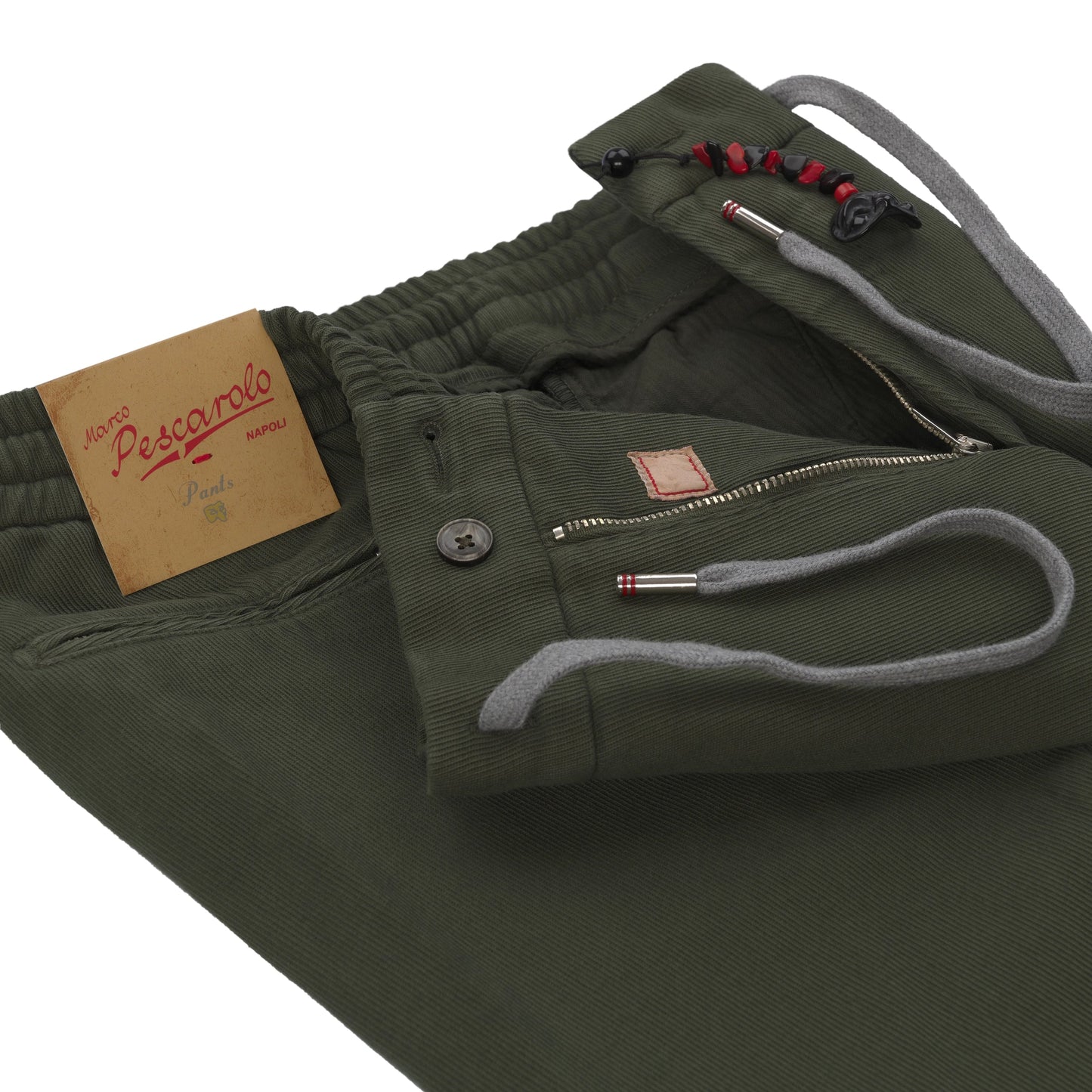 Marco Pescarolo Slim - Fit Cotton - Blend Trousers in Seaweed Green - SARTALE