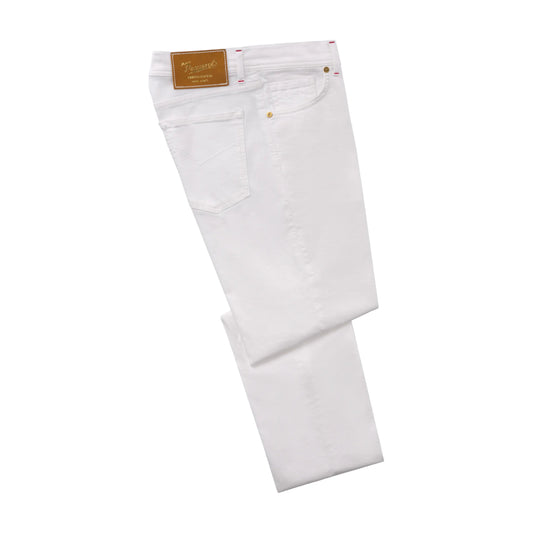 Marco Pescarolo Slim - Fit Stretch - Cotton Jeans in White - SARTALE