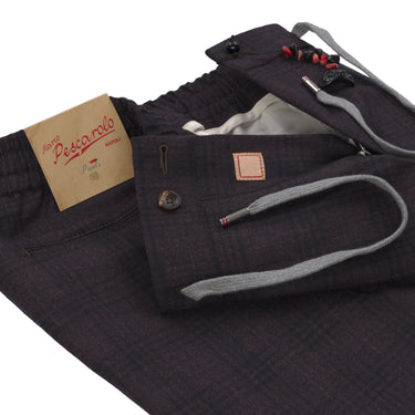 Marco Pescarolo Slim - Fit Wool - Blend Trousers in Blue and Pink - SARTALE