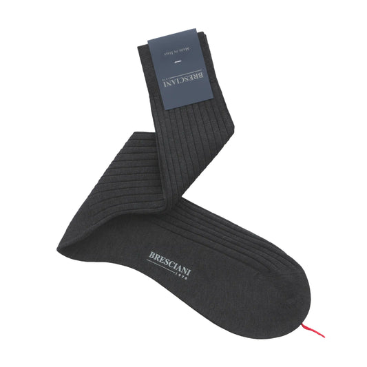 Ribbed Cotton Socks in Anthracite Black