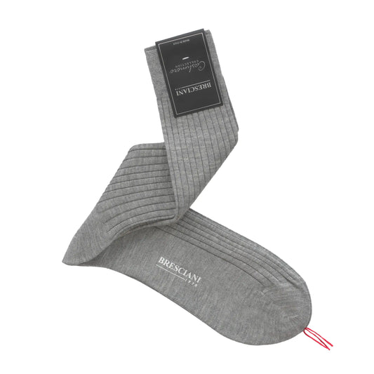 Ribbed Cashmere and Silk-Blend Socks in Grey