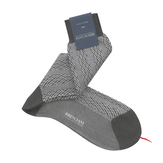 Printed Cotton Socks in Grey Melange