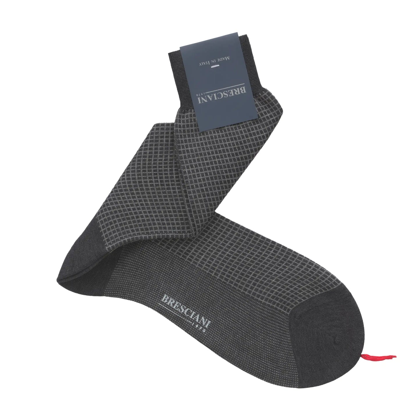 Grid Checked Cotton Socks in Anthracite