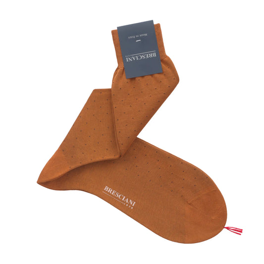 Dotted Cotton Socks in Rusty Orange