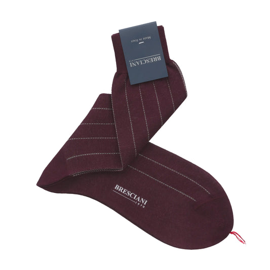 Striped Cotton Socks in Burgundy