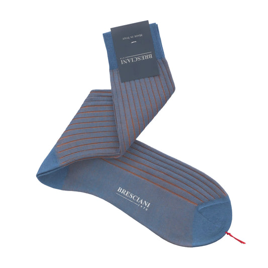 Ribbed Cotton Socks in Blue