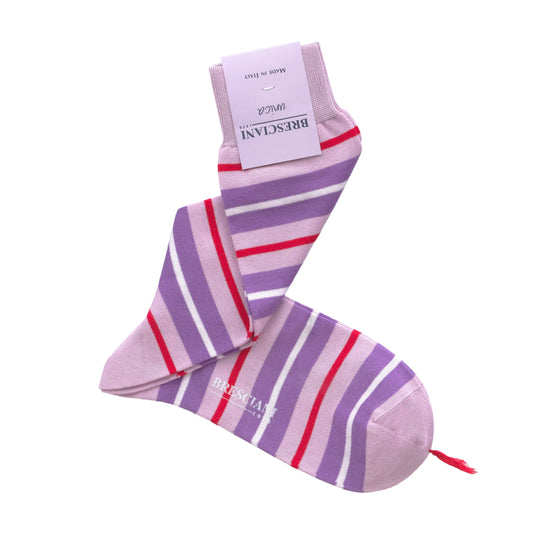 Striped Cotton-Blend Socks in Lavender Purple