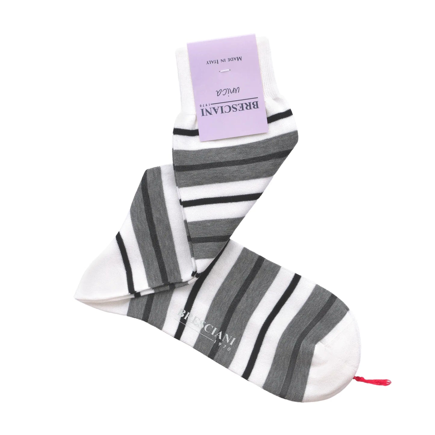 Striped Cotton-Blend Socks in White and Grey