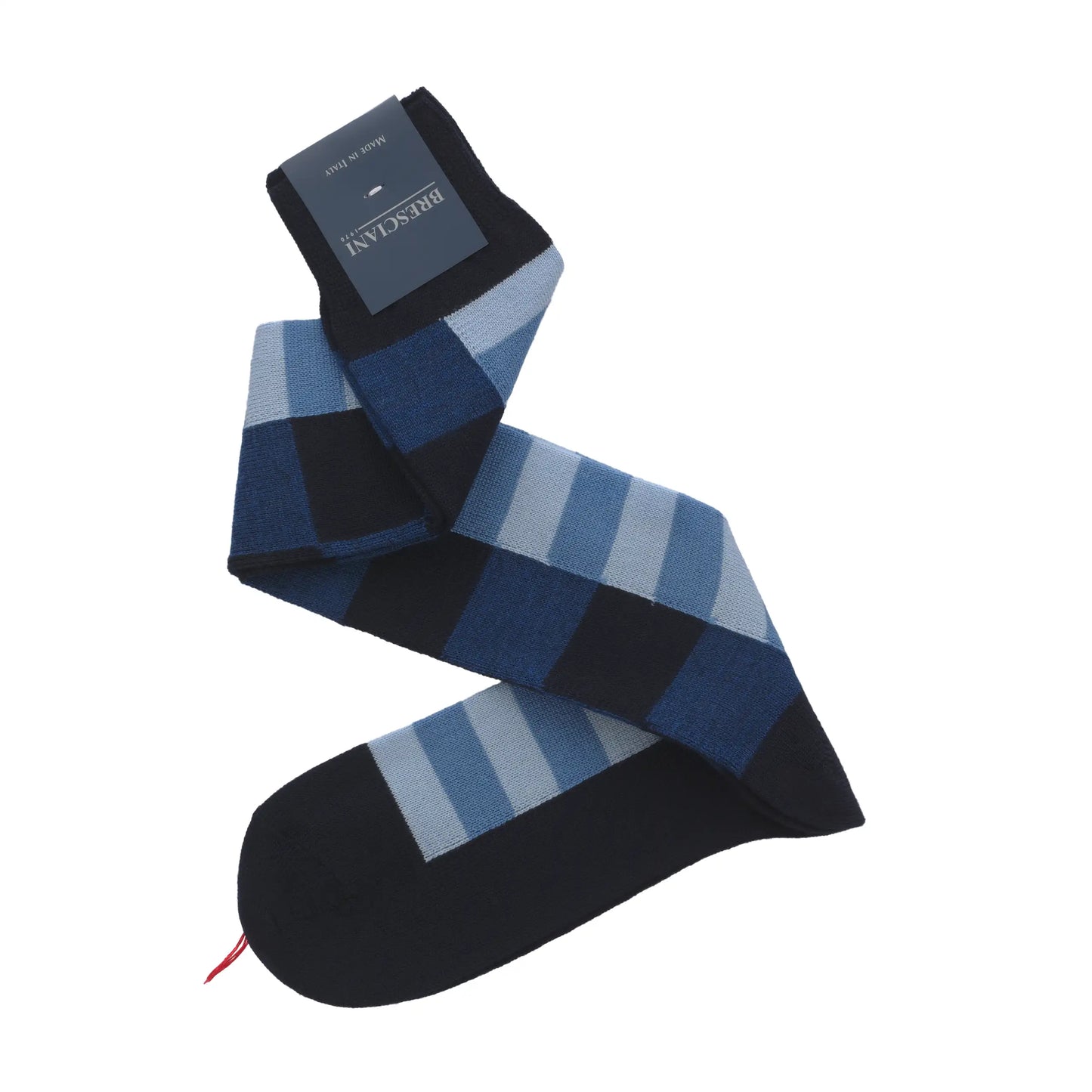 Gestreifte, extra lange Socken aus Wollmischung in Blau-Mehrfarbig