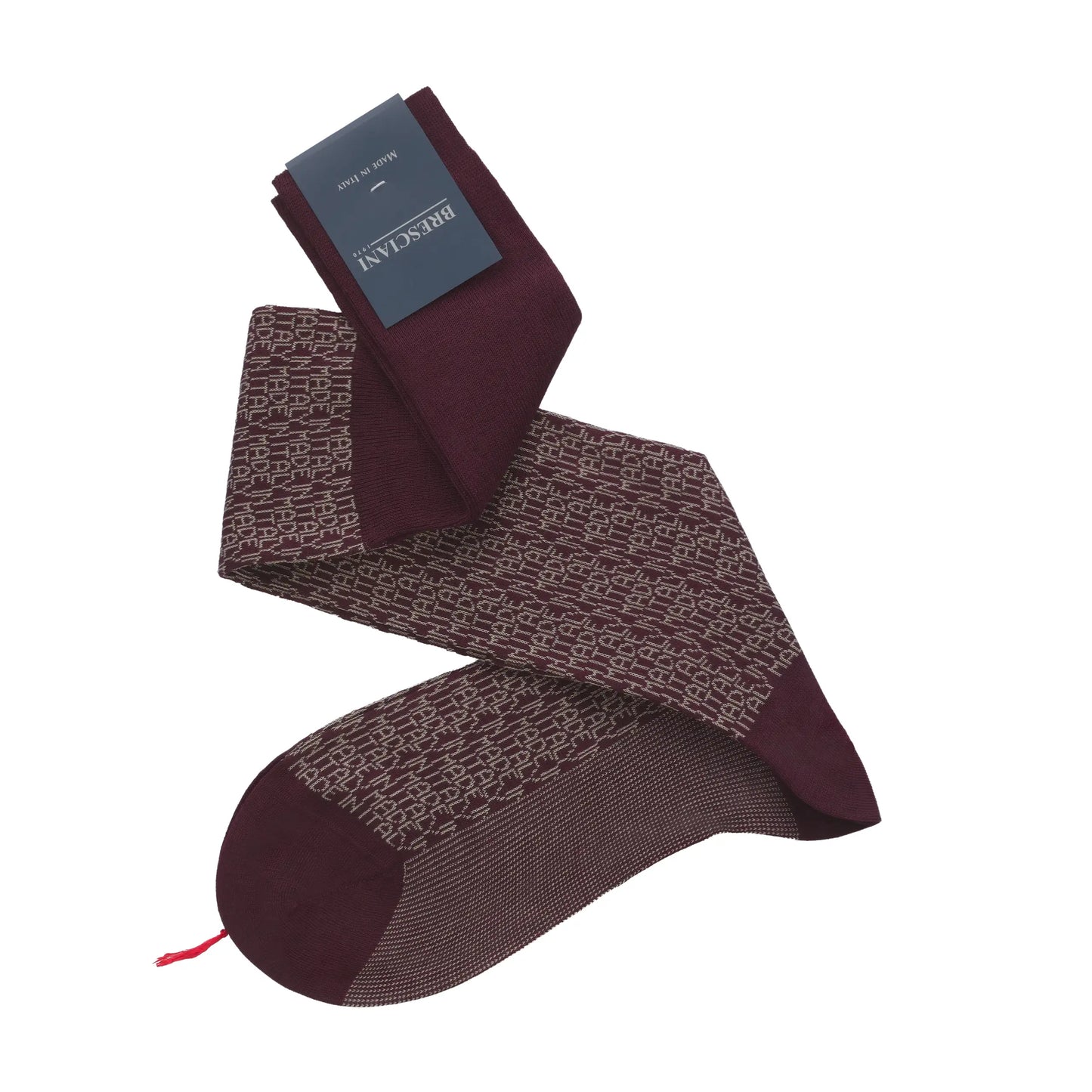 "Made in Italy" Printed Long Socks in Burgundy