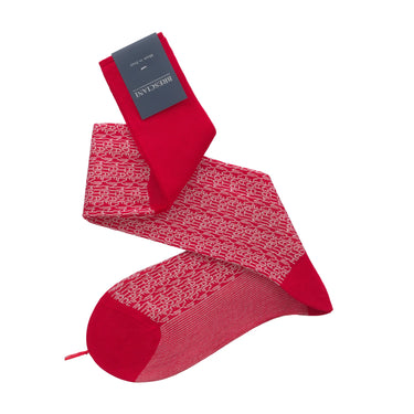 "Made in Italy" Printed Long Socks in Red and White
