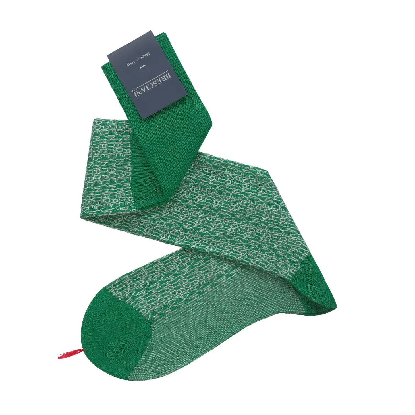 "Made in Italy" Printed Long Socks in Green and White