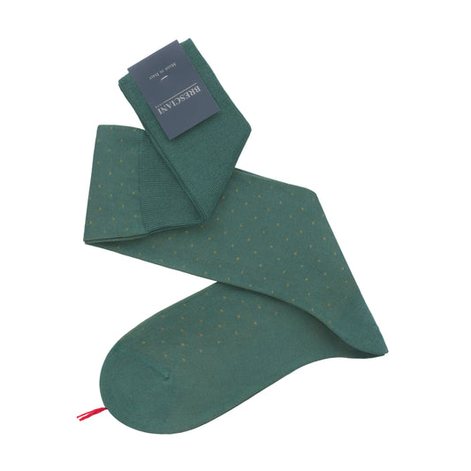 Long Dotted Cotton Socks in Mint Green