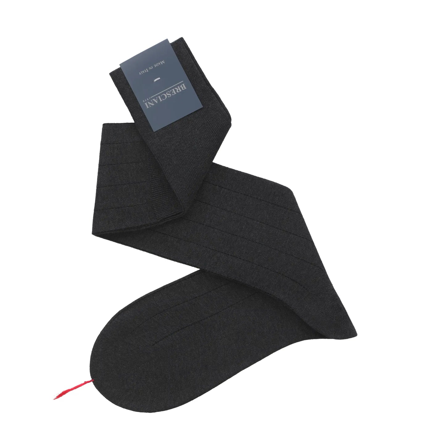 Striped Cotton Long Socks in Anthracite