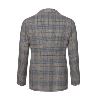 Orazio Luciano Linen - Wool Plaid Jacket in Blue and Brown - SARTALE