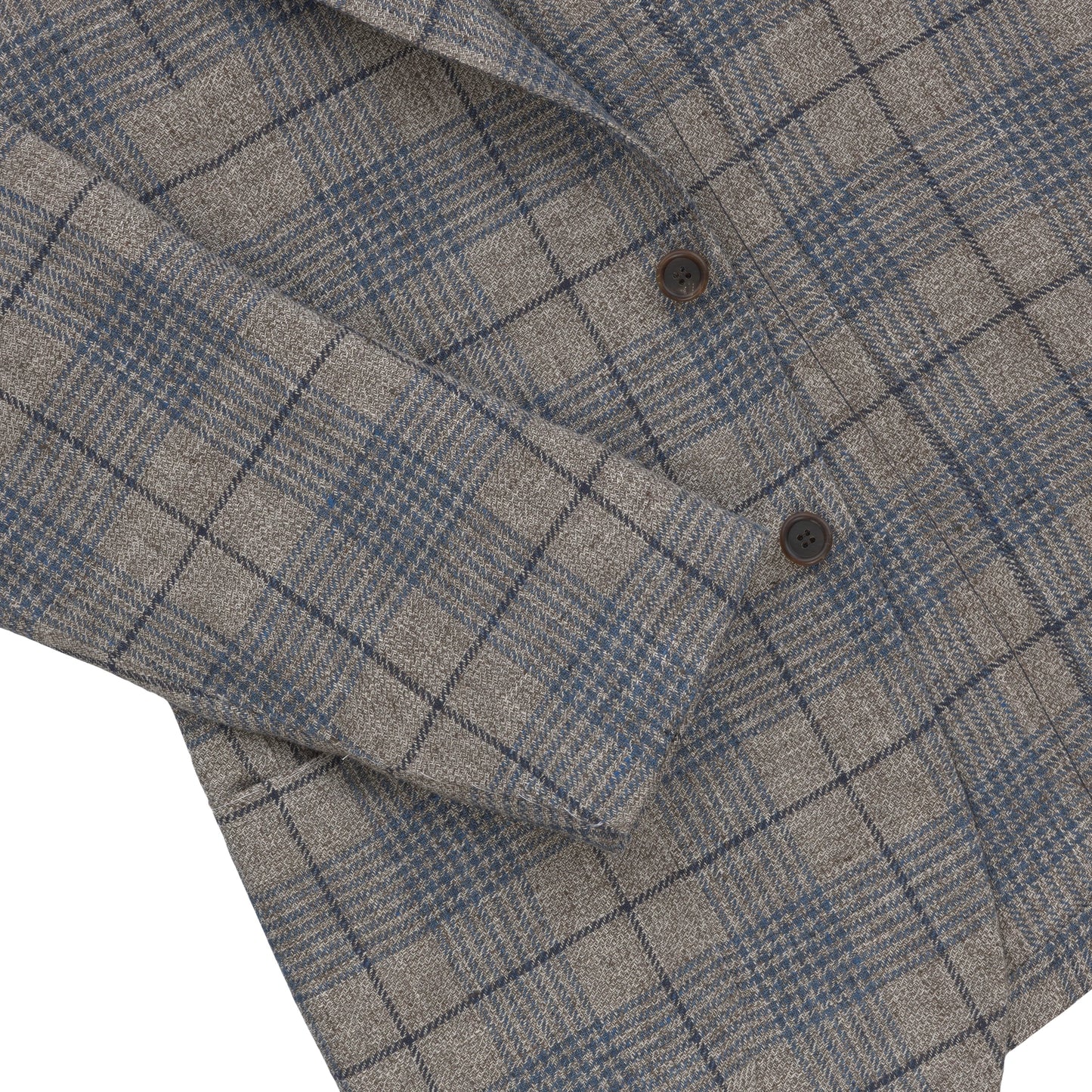 Orazio Luciano Linen - Wool Plaid Jacket in Blue and Brown - SARTALE