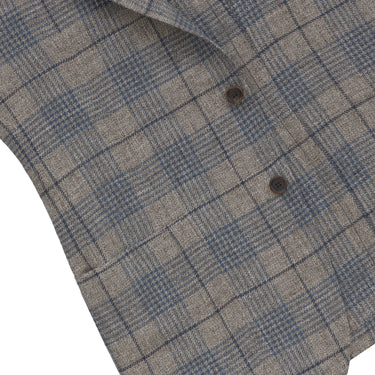 Orazio Luciano Linen - Wool Plaid Jacket in Blue and Brown - SARTALE
