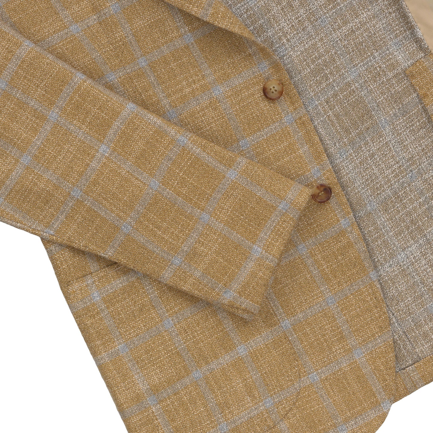 Orazio Luciano Wool Blend Windowpane Jacket in Ochre Yellow - SARTALE
