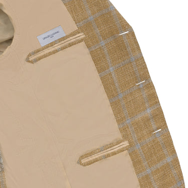 Orazio Luciano Wool Blend Windowpane Jacket in Ochre Yellow - SARTALE