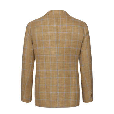 Orazio Luciano Wool Blend Windowpane Jacket in Ochre Yellow - SARTALE