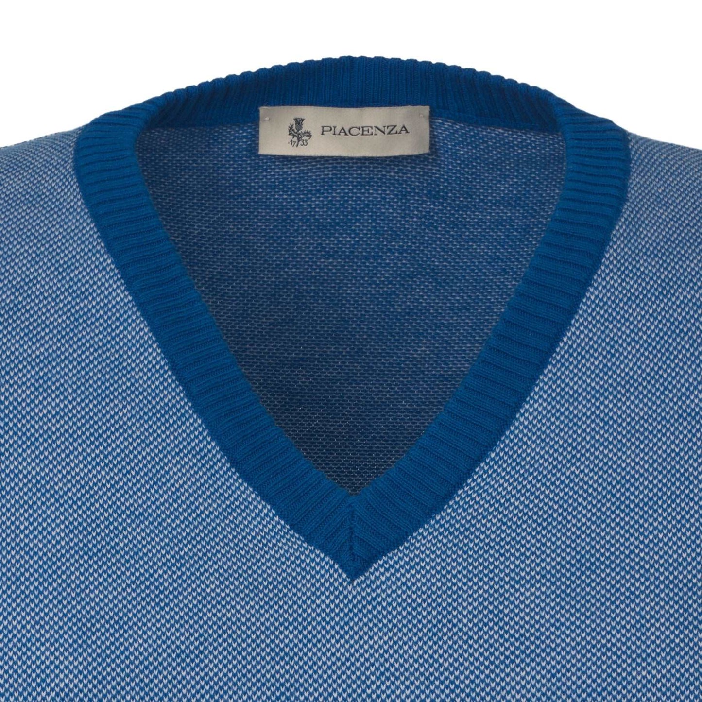 Piacenza Cashmere All - Over Monogram V - Neck Cotton Gilet in Blue - SARTALE