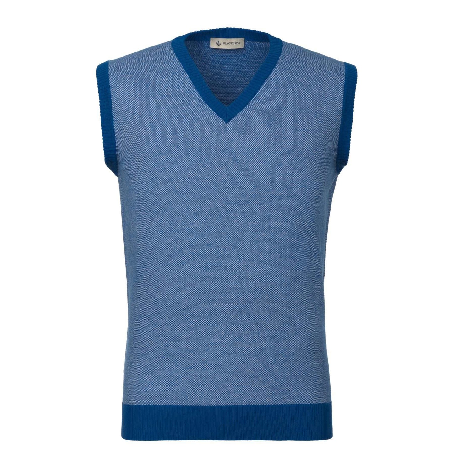 Piacenza Cashmere All - Over Monogram V - Neck Cotton Gilet in Blue - SARTALE