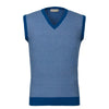 Piacenza Cashmere All - Over Monogram V - Neck Cotton Gilet in Blue - SARTALE