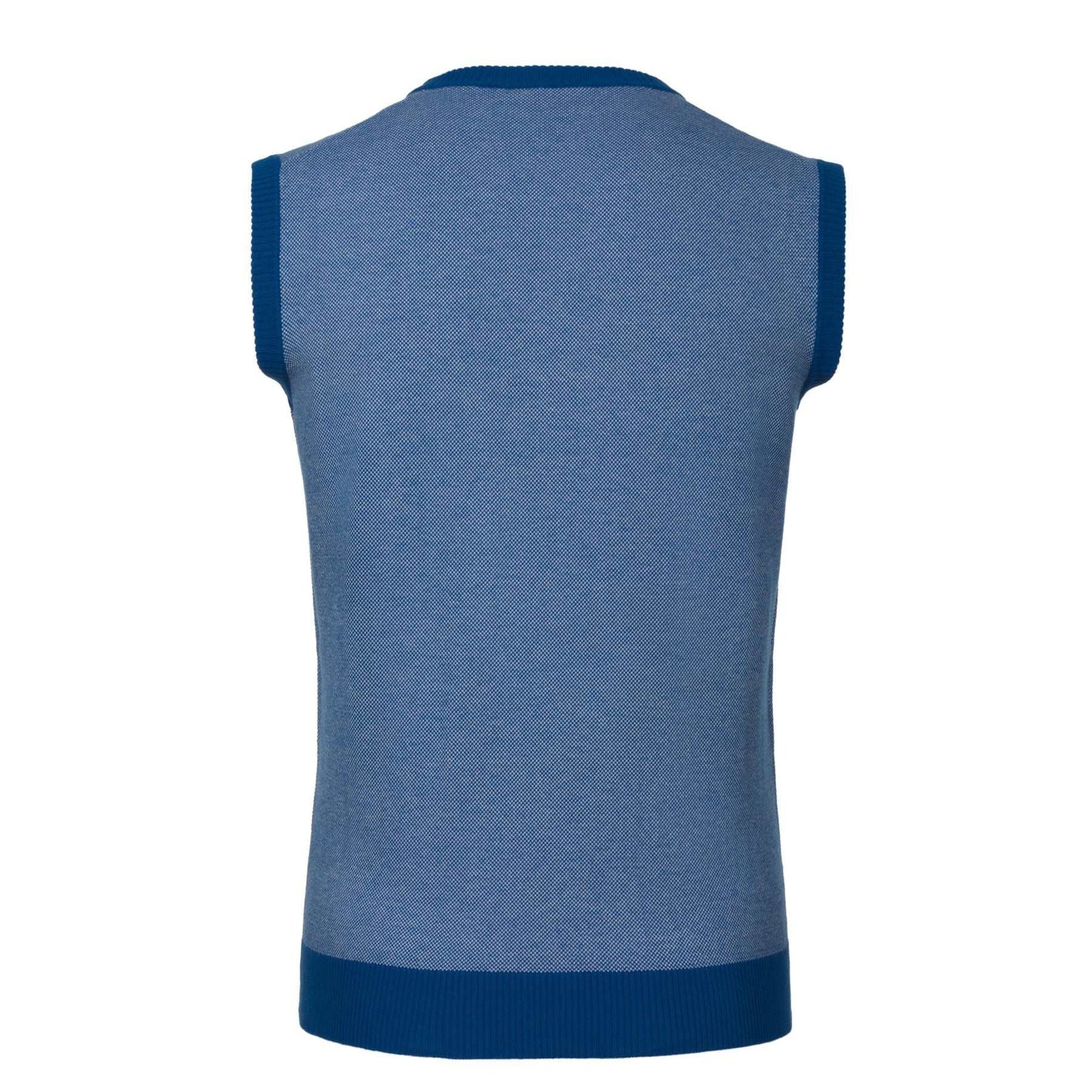 Piacenza Cashmere All - Over Monogram V - Neck Cotton Gilet in Blue - SARTALE