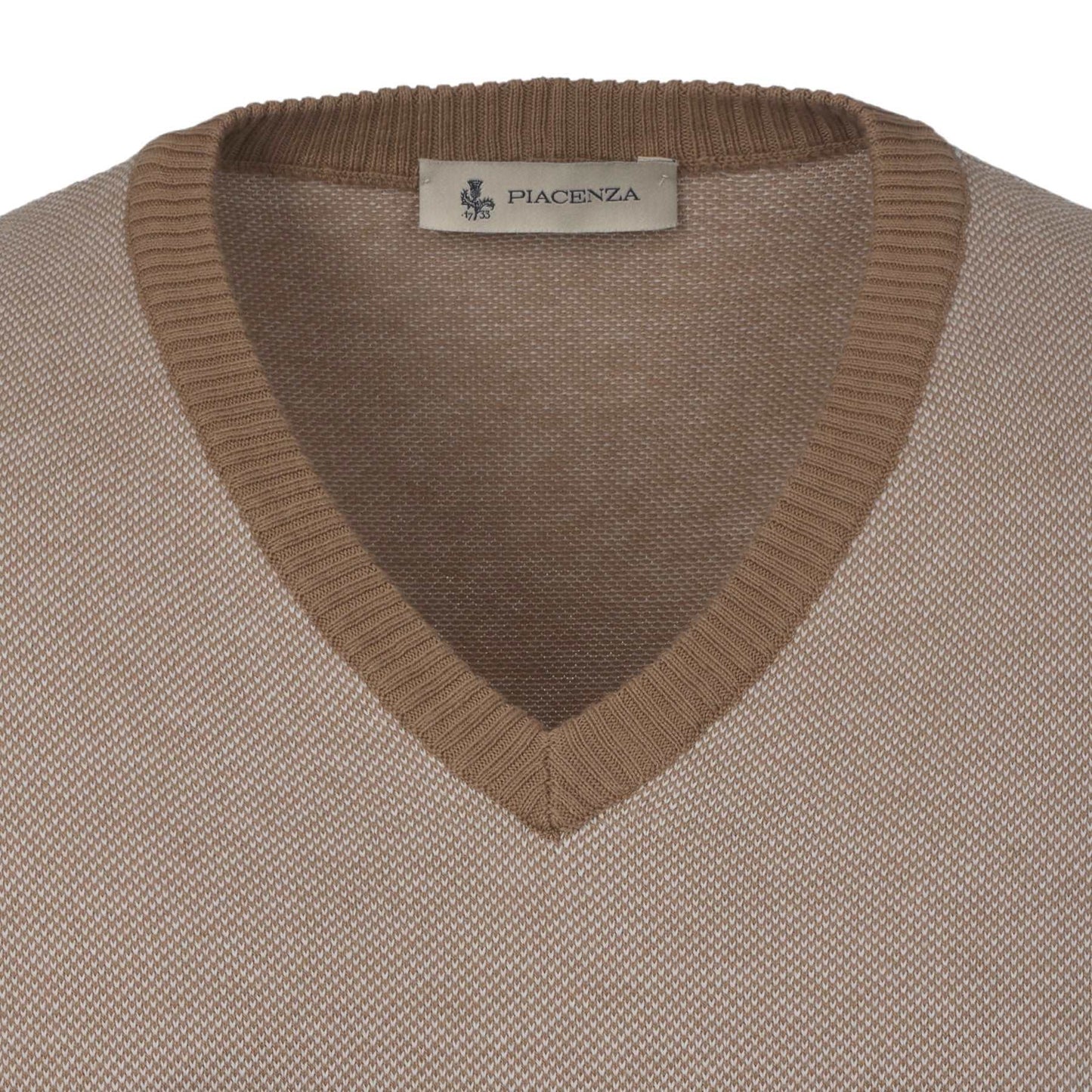 Piacenza Cashmere All - Over Monogram V - Neck Cotton Gilet in Light Brown - SARTALE