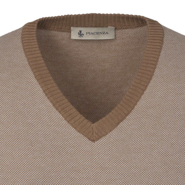 Piacenza Cashmere All - Over Monogram V - Neck Cotton Gilet in Light Brown - SARTALE