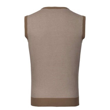 Piacenza Cashmere All - Over Monogram V - Neck Cotton Gilet in Light Brown - SARTALE