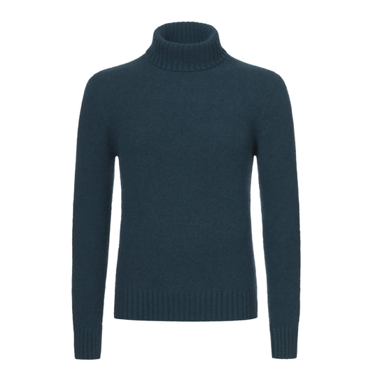 Piacenza Cashmere Cashmere Turtleneck Sweater in Teal Dark Blue - SARTALE