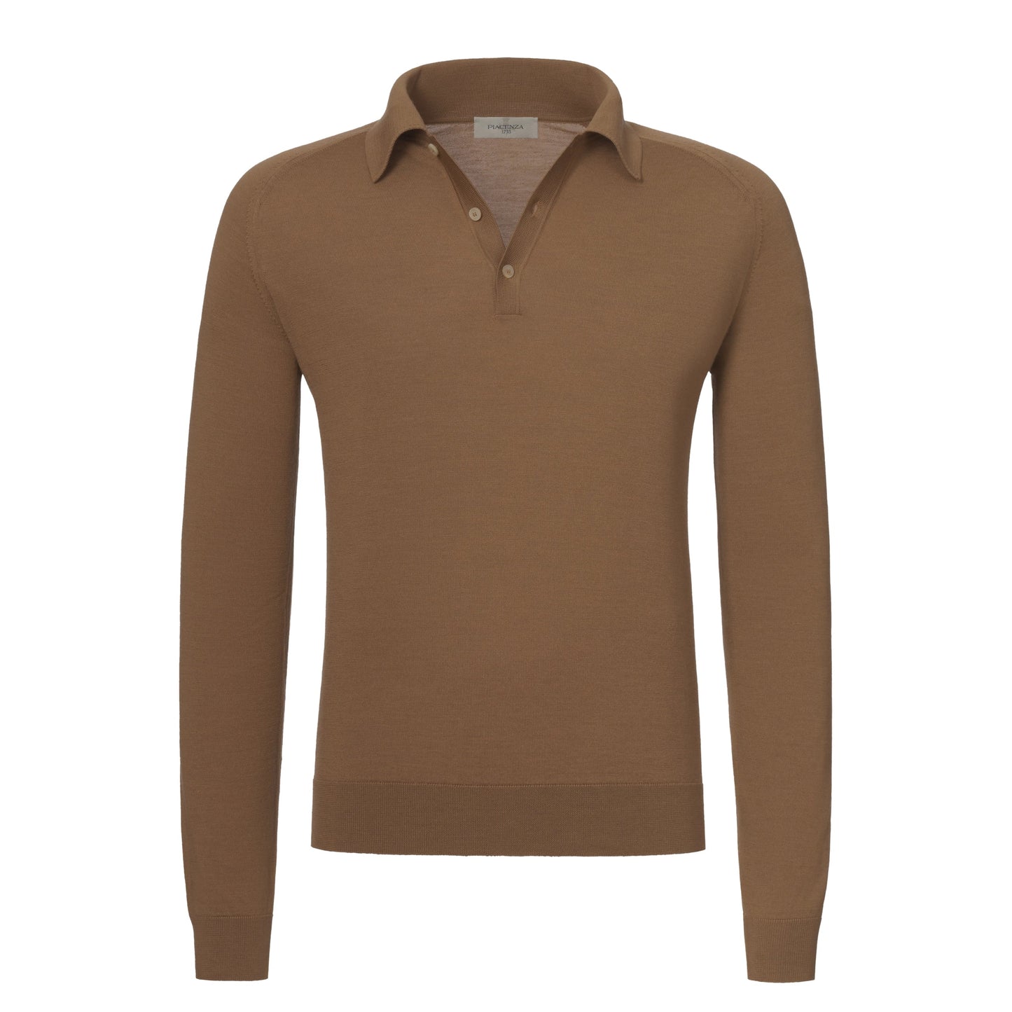 Piacenza Cashmere Virgin Wool Polo Shirt in Caramel Brown - SARTALE