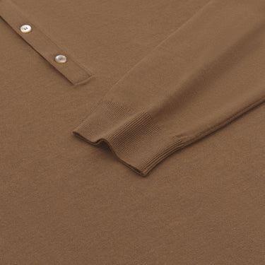 Piacenza Cashmere Virgin Wool Polo Shirt in Caramel Brown - SARTALE