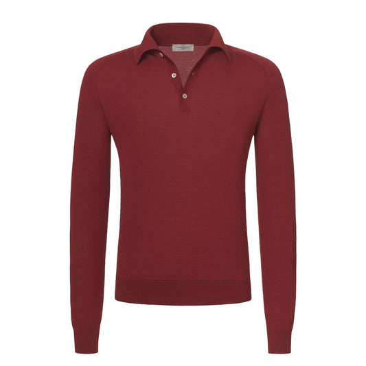 Piacenza Cashmere Virgin Wool Polo Shirt in Red Rusty - SARTALE