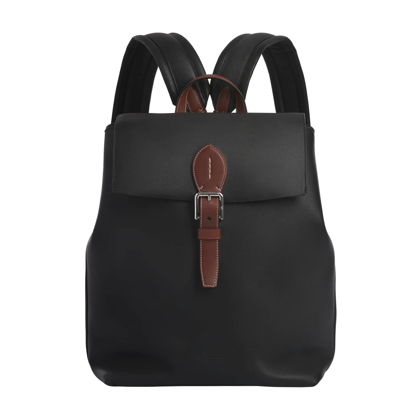 Ralph Lauren Smooth Calf Leather Backpack in Black with Brown Details - SARTALE