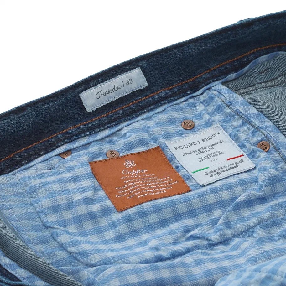 Richard J. Brown Regular - Fit Stretch - Cotton 5 Pocket Jeans in Selvedge Denim Blu - SARTALE