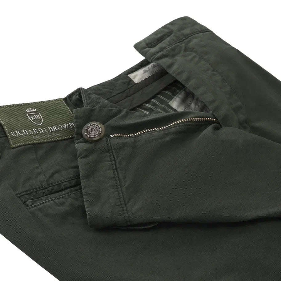 Richard J. Brown Regular - Fit Stretch - Cotton Trousers in Seaweed Green - SARTALE
