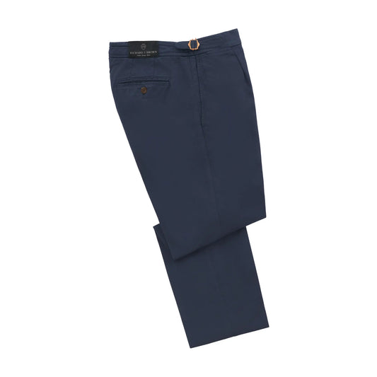 Richard J. Brown Slim - Fit Cotton Pleated Trousers in Navy - SARTALE