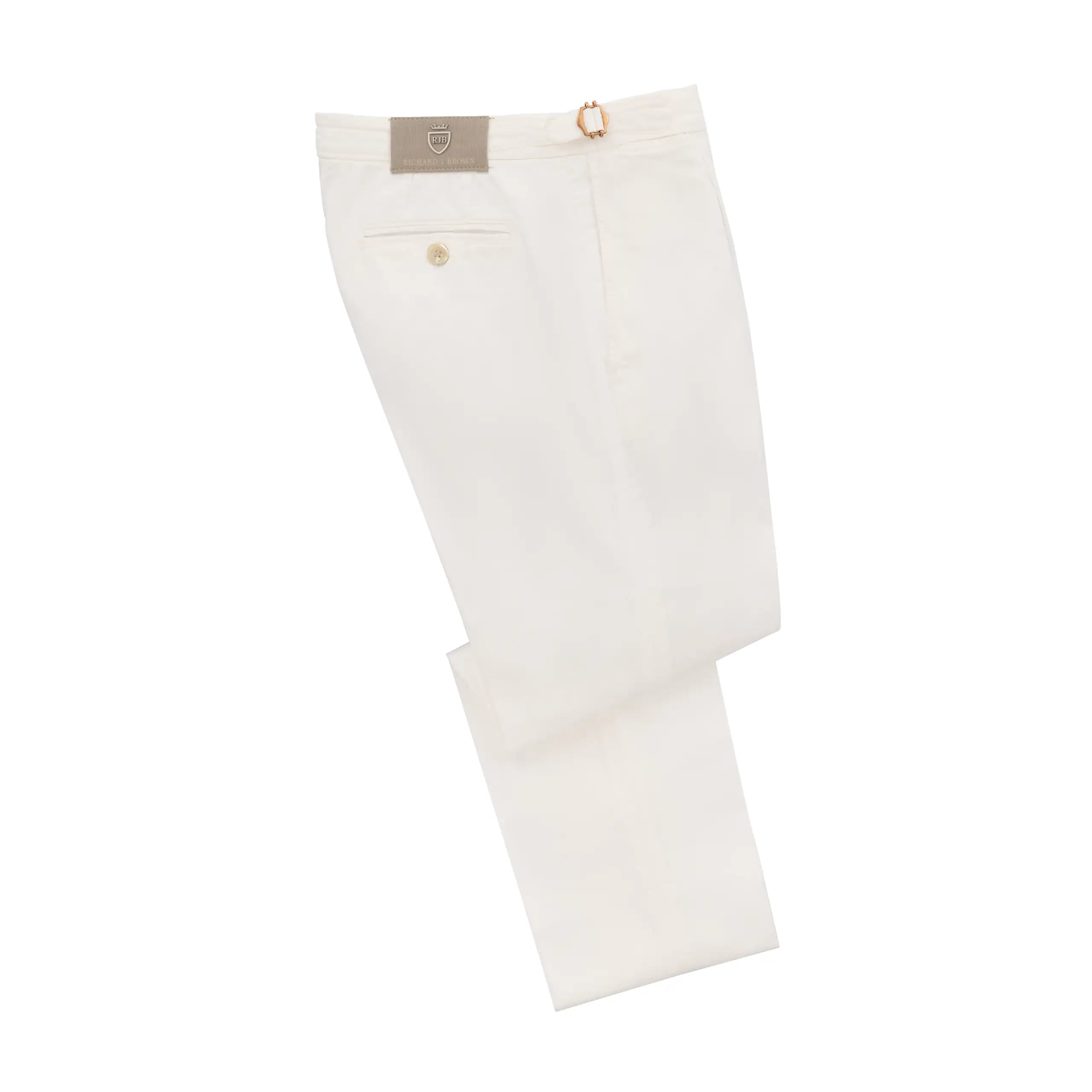 Slim-Fit Cotton Pleated Trousers in White