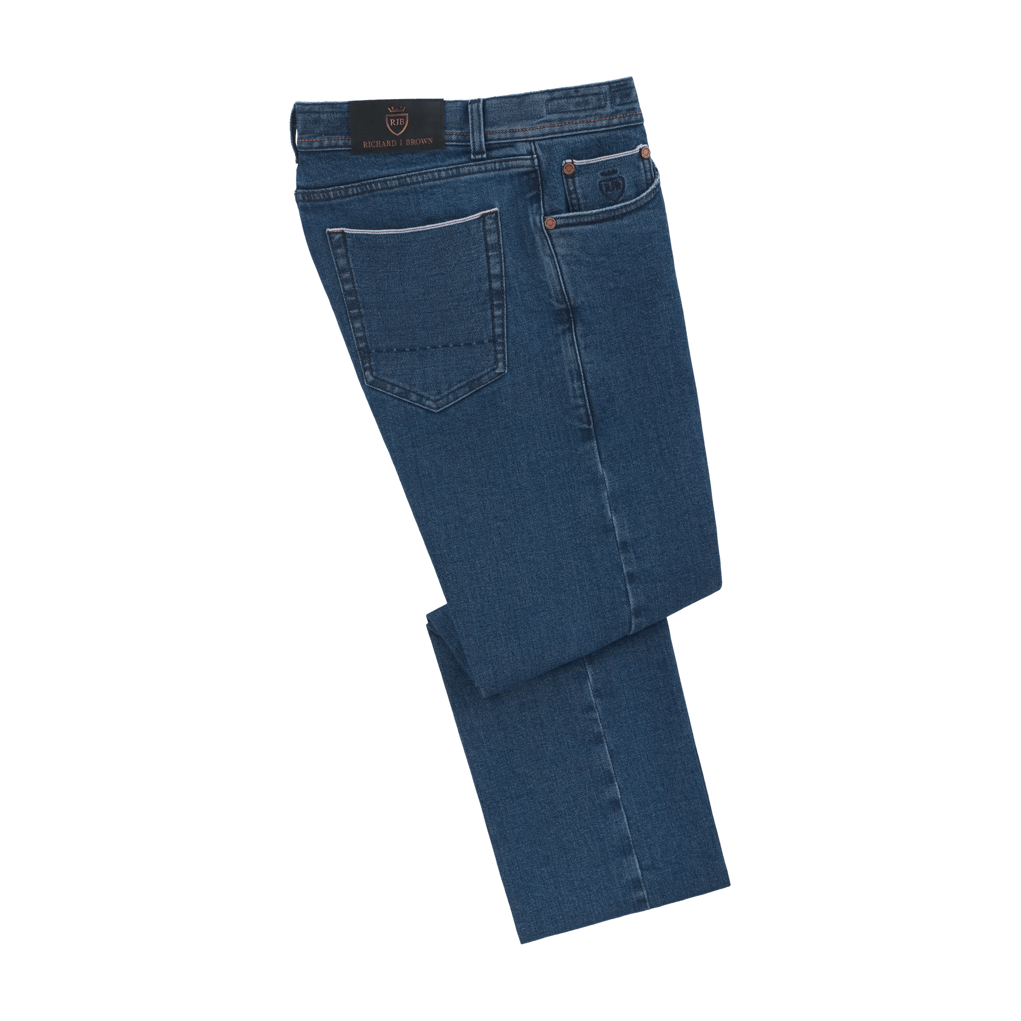 Slim-Fit Stretch-Cotton 5 Pocket Jeans in Denim Blue