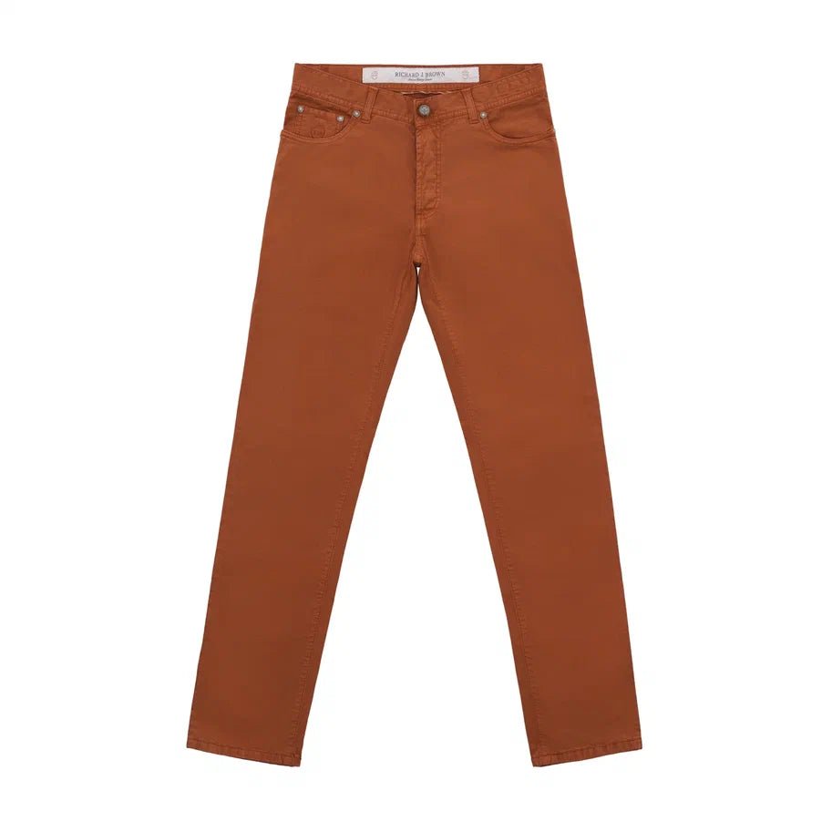 Richard J. Brown Slim - Fit Stretch - Cotton 5 Pocket Trousers in Brick Red - SARTALE