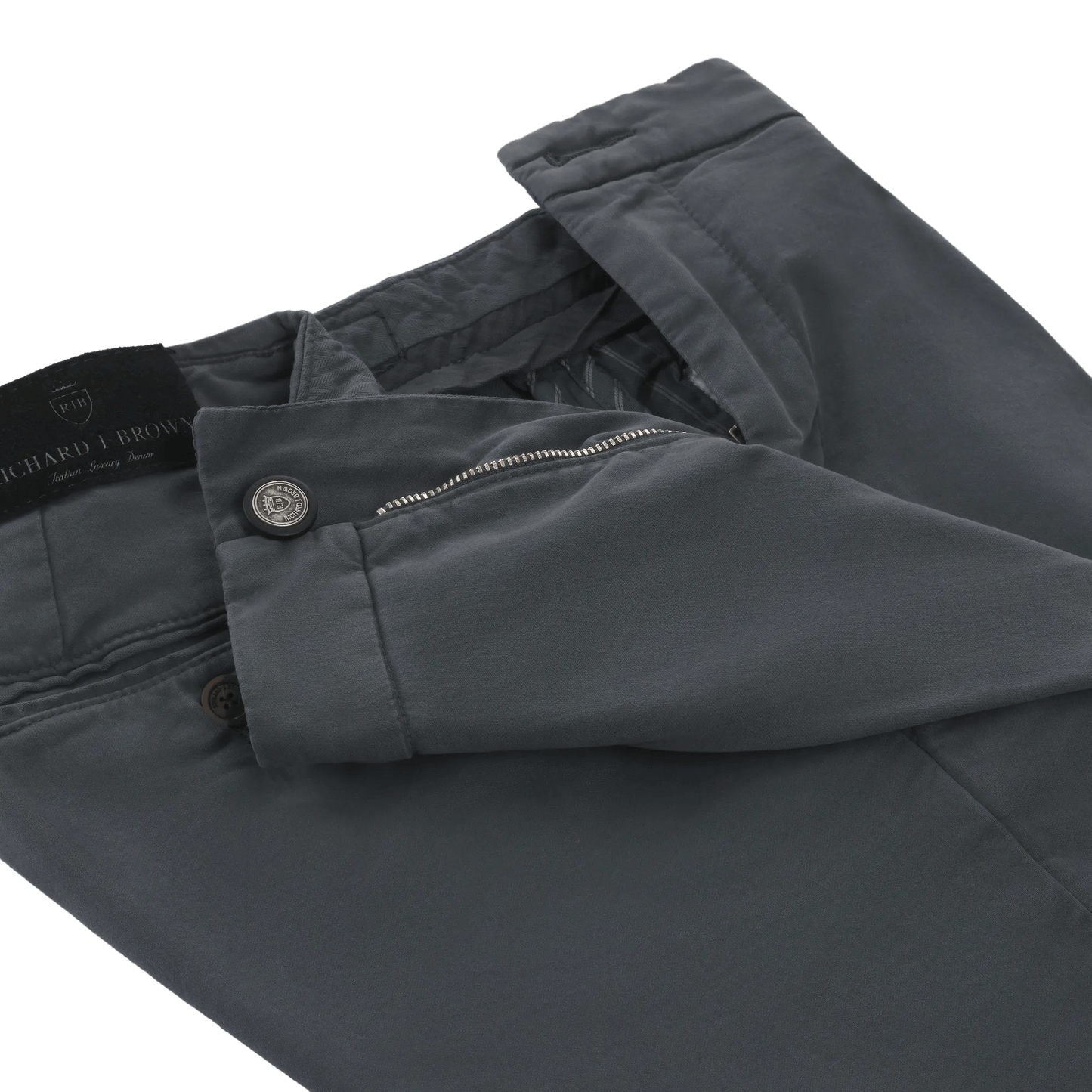 Richard J. Brown Slim - Fit Stretch - Cotton Trousers with Buckle Adjusters in Metallic Grey - SARTALE