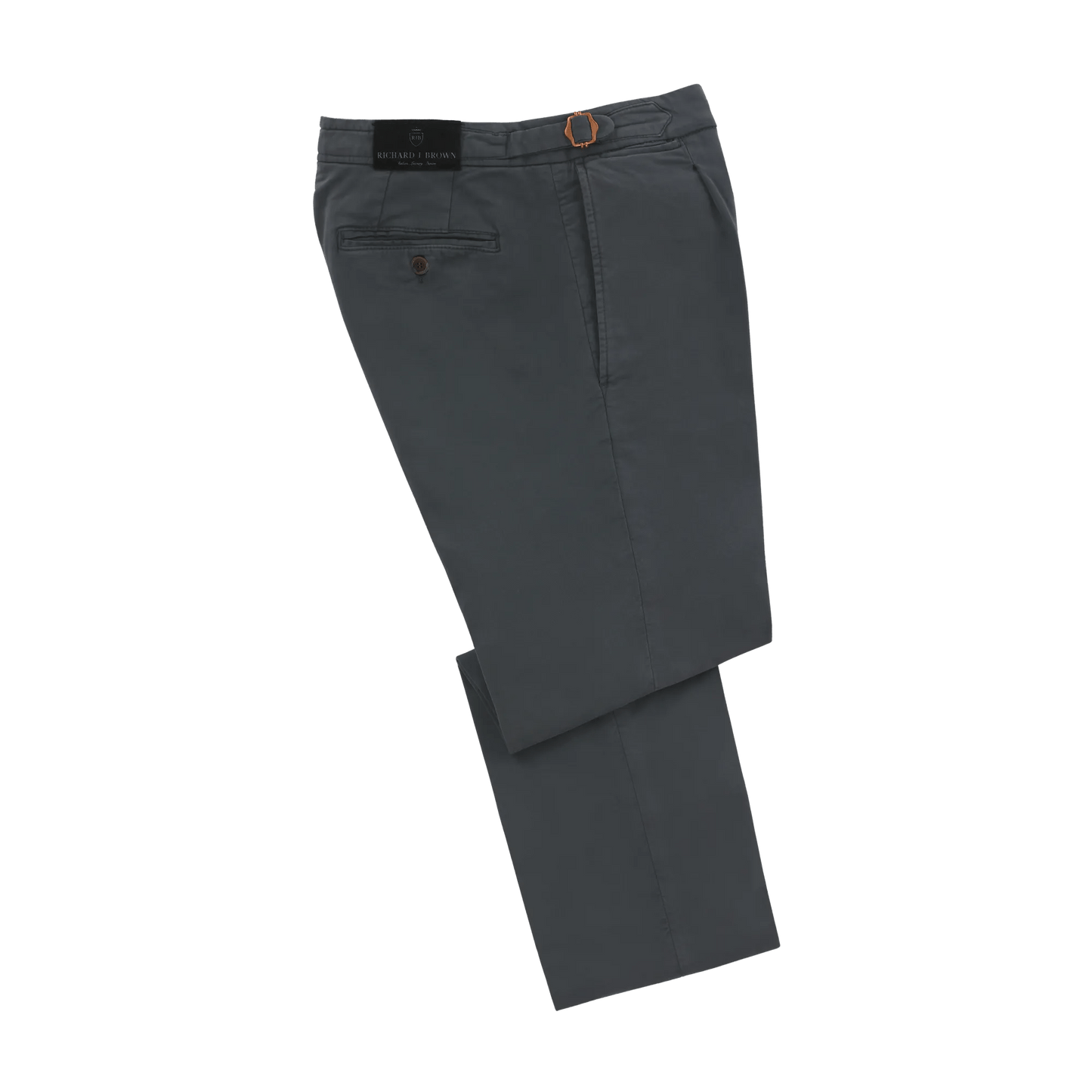 Richard J. Brown Slim - Fit Stretch - Cotton Trousers with Buckle Adjusters in Metallic Grey - SARTALE